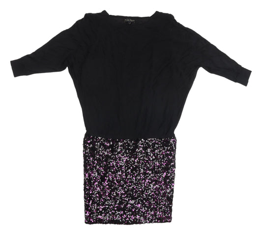 Phase Eight Black Tunic Sequin Jumper - Size 10