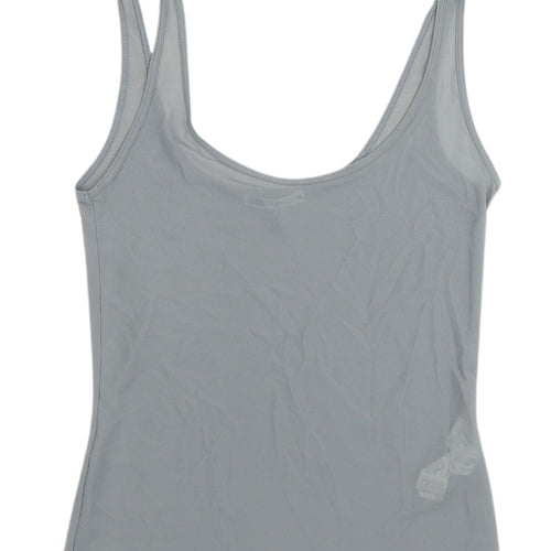 Zara Women's Grey Basic Tank Top S - Scoop Neck, Stretch