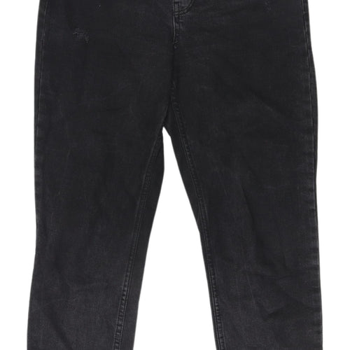 Topshop Women's Black Distressed Straight Jeans M