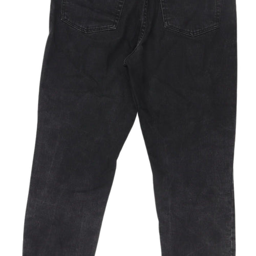 Topshop Women's Black Distressed Straight Jeans M