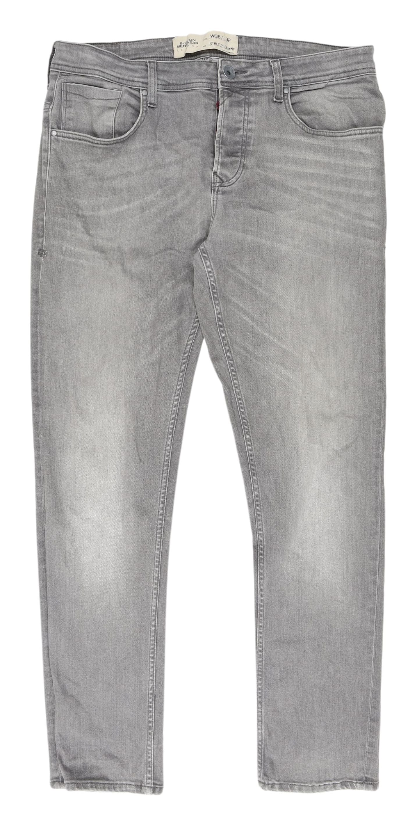 Burton Menswear Grey Skinny Denim Jeans - Men's 36 Waist
