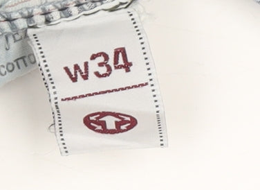 Police Jeans Men's Blue Cargo Shorts, Size 34, Light Denim