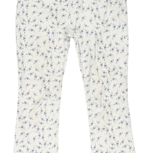 Primark Women's White Floral Straight Jeans Size 8