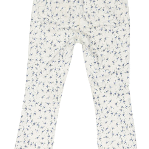 Primark Women's White Floral Straight Jeans Size 8