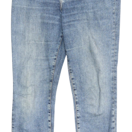 AllSaints Women's Blue Distressed Straight Jeans L