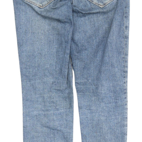 AllSaints Women's Blue Distressed Straight Jeans L