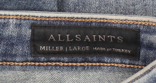 AllSaints Women's Blue Distressed Straight Jeans L