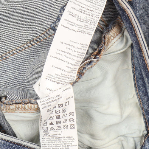 AllSaints Women's Blue Distressed Straight Jeans L