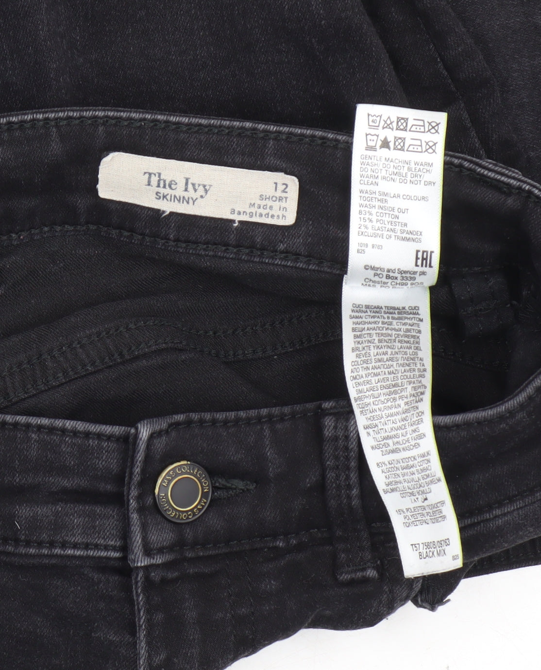 Marks and Spencer Women's Black Skinny Jeans, Size 12