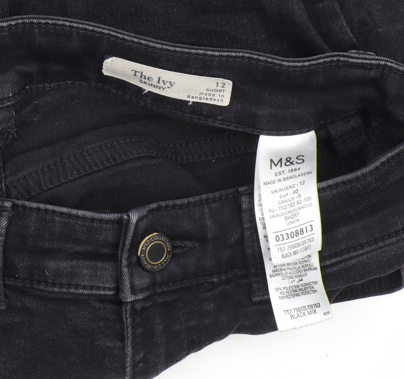 Marks and Spencer Women's Black Skinny Jeans, Size 12