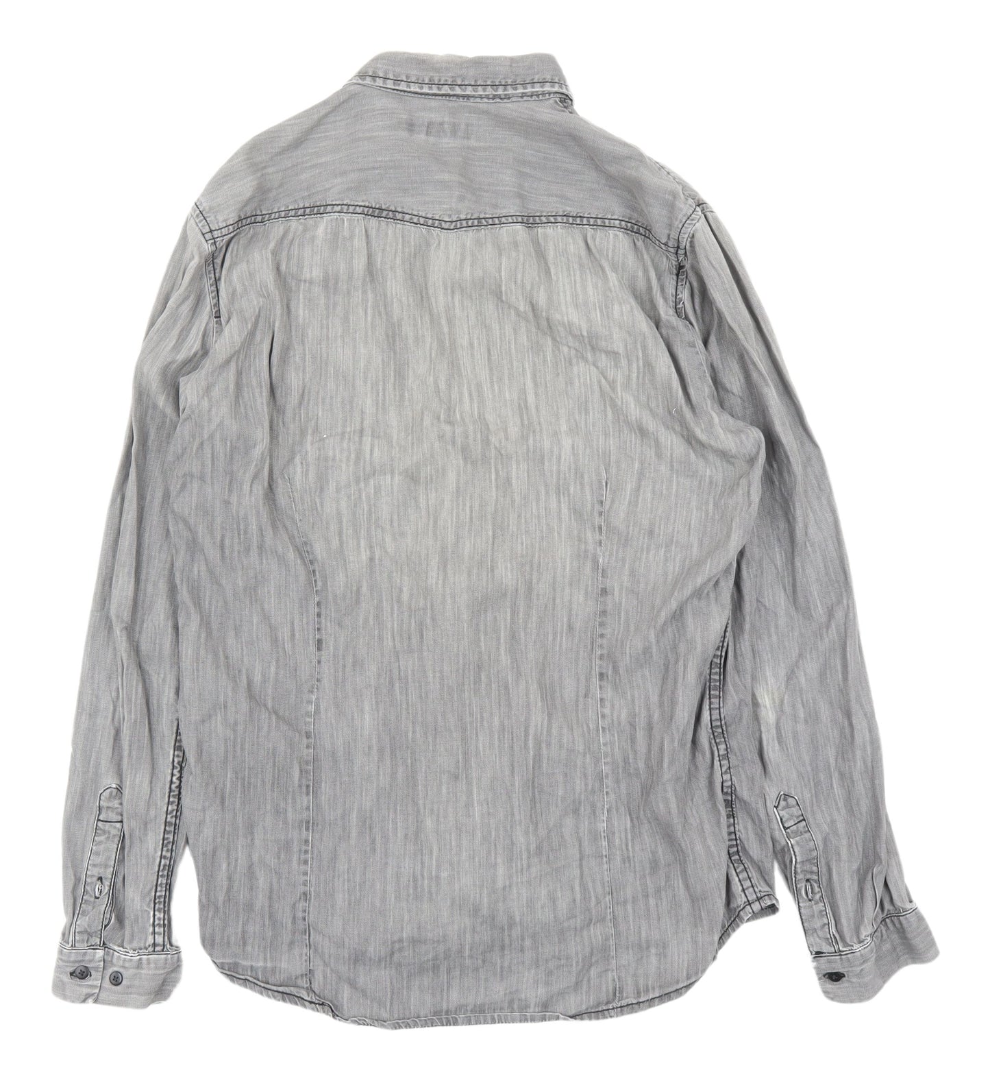 Redwood Men's Grey Button-Up Shirt, Long Sleeve, Size L