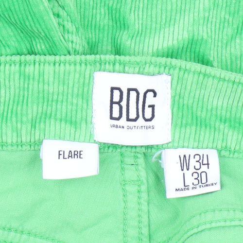BDG Women's Green Flared Corduroy Trousers - Size 34