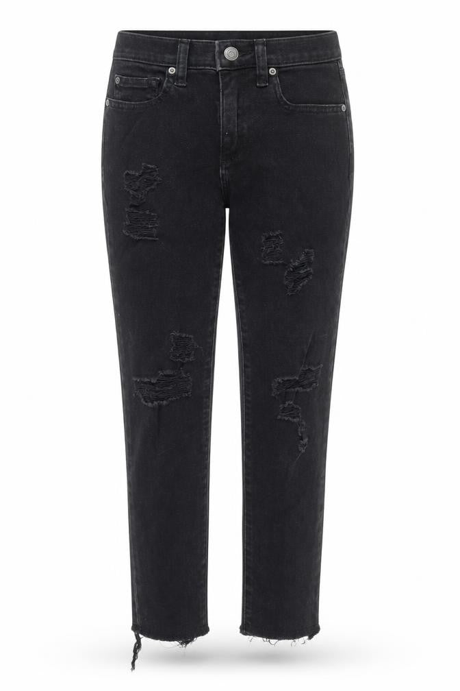 Front view of Gap Women's Black Distressed Skinny Jeans, size 6