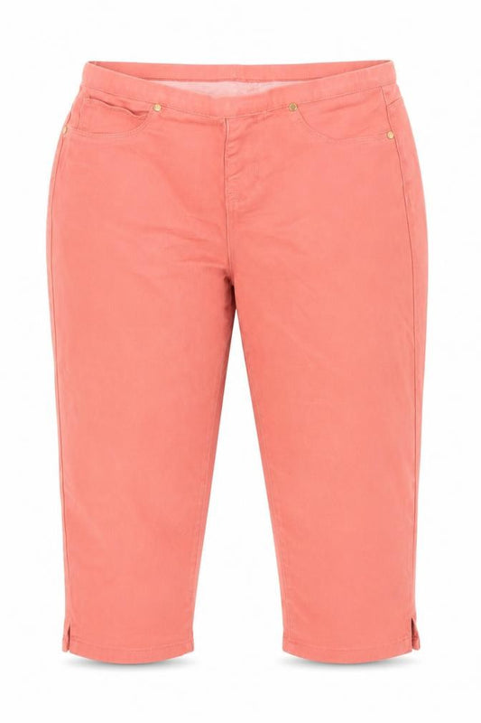 Front view of Jeans Women's Pink Capri Jeans, size 14, Stretch Denim