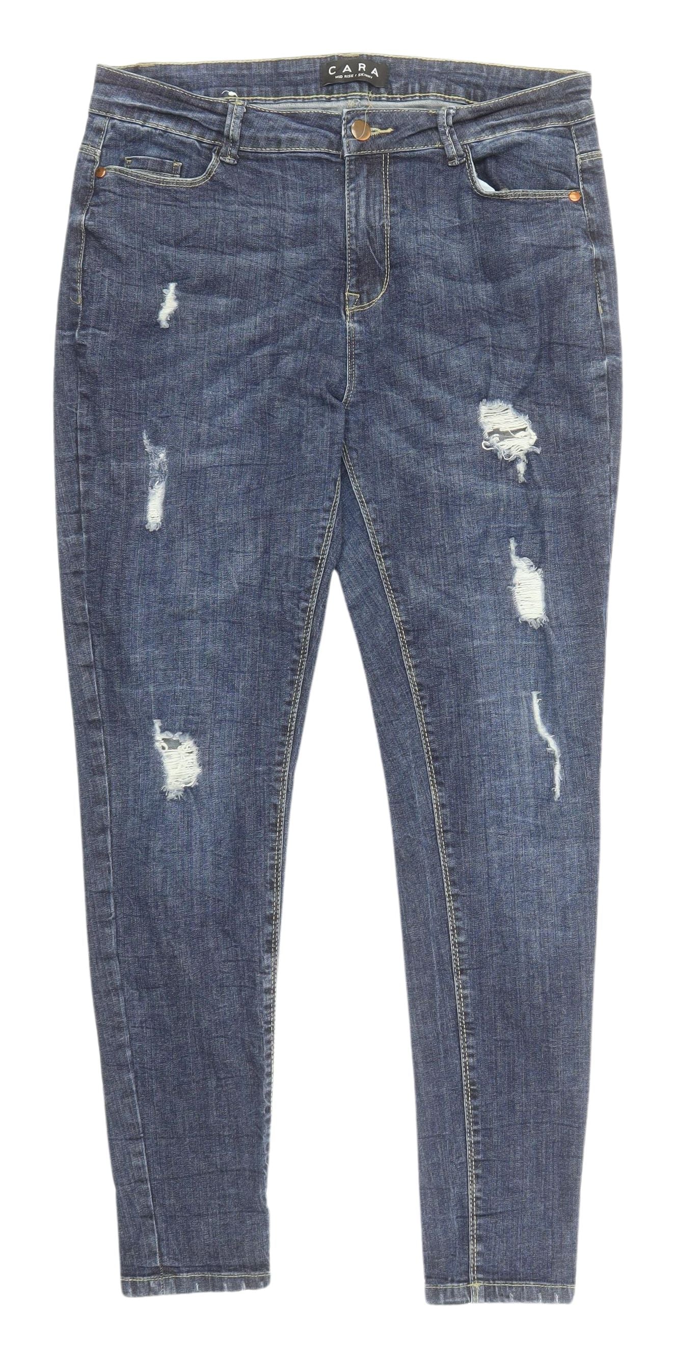 Peacocks Women's Blue Distressed Skinny Jeans