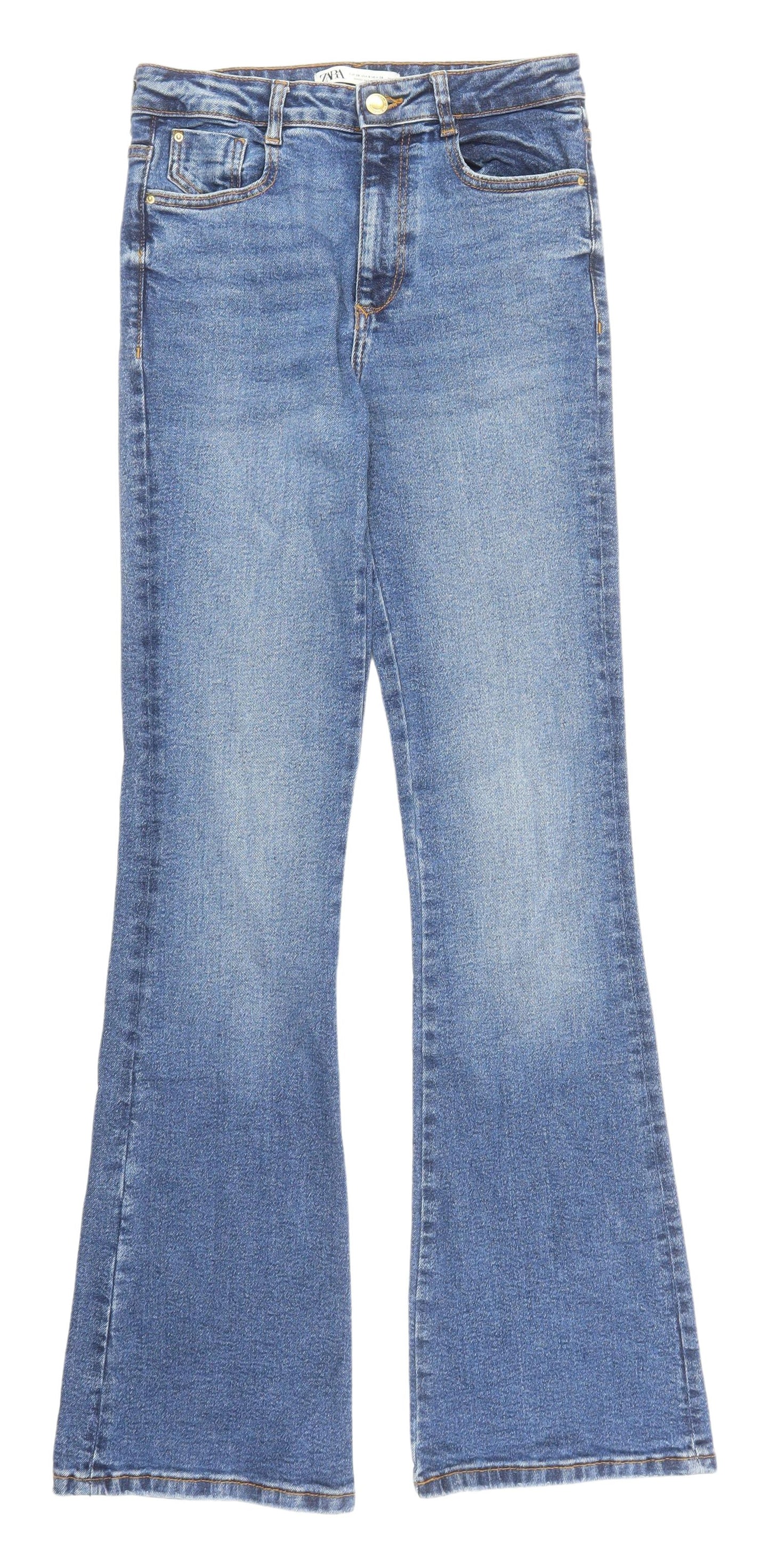 Zara Women's Flared Blue Jeans - Size 10