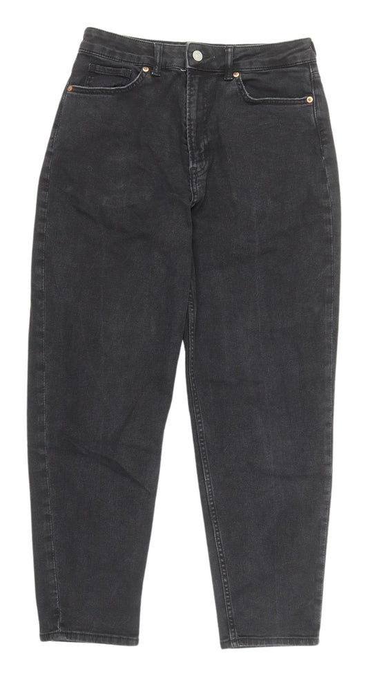 H&M Women's Black Mom Jeans - Size 12, Relaxed Fit