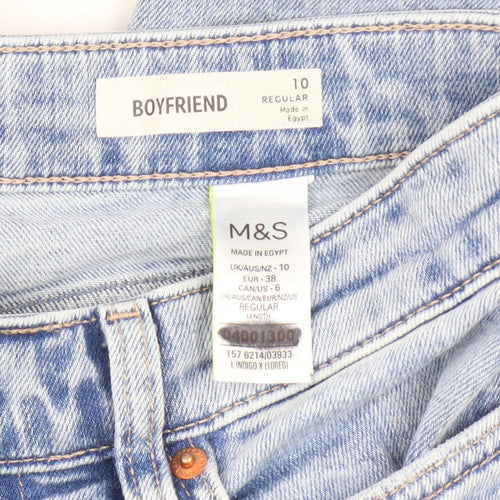 M&S Women's Blue Boyfriend Jeans Size 10 Distressed