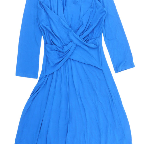 Hobbs Women's Blue 3/4 Sleeve V-Neck Dress Size 12