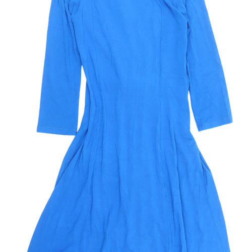Hobbs Women's Blue 3/4 Sleeve V-Neck Dress Size 12