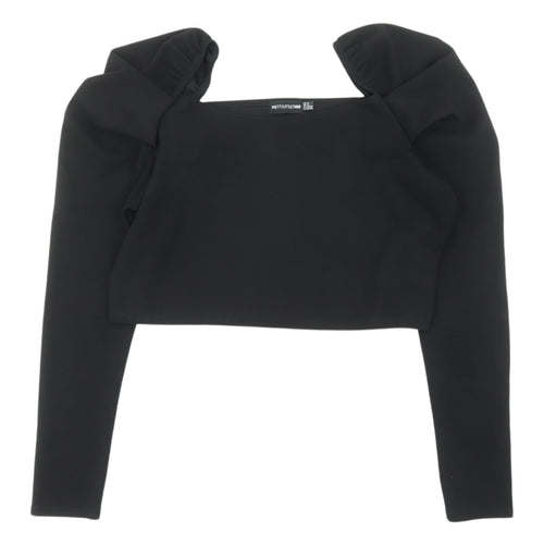 PrettyLittleThing Women's Black Cropped Puff Sleeve Top