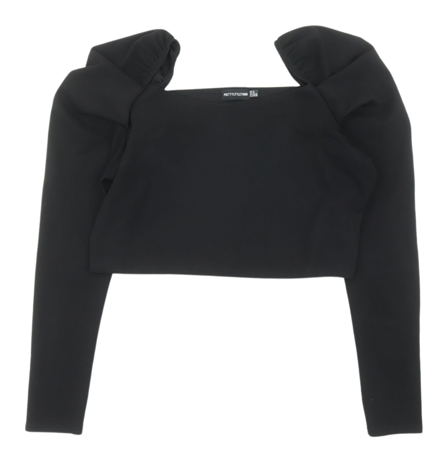 PrettyLittleThing Women's Black Cropped Puff Sleeve Top