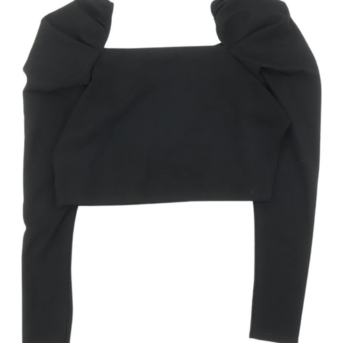 PrettyLittleThing Women's Black Cropped Puff Sleeve Top