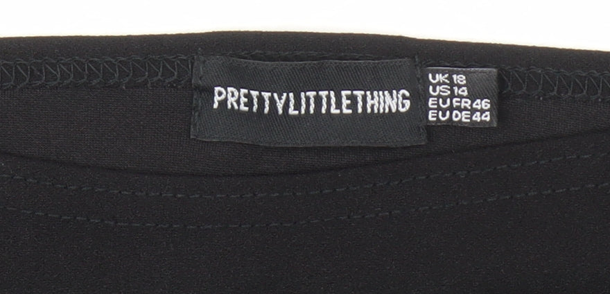 PrettyLittleThing Women's Black Cropped Puff Sleeve Top