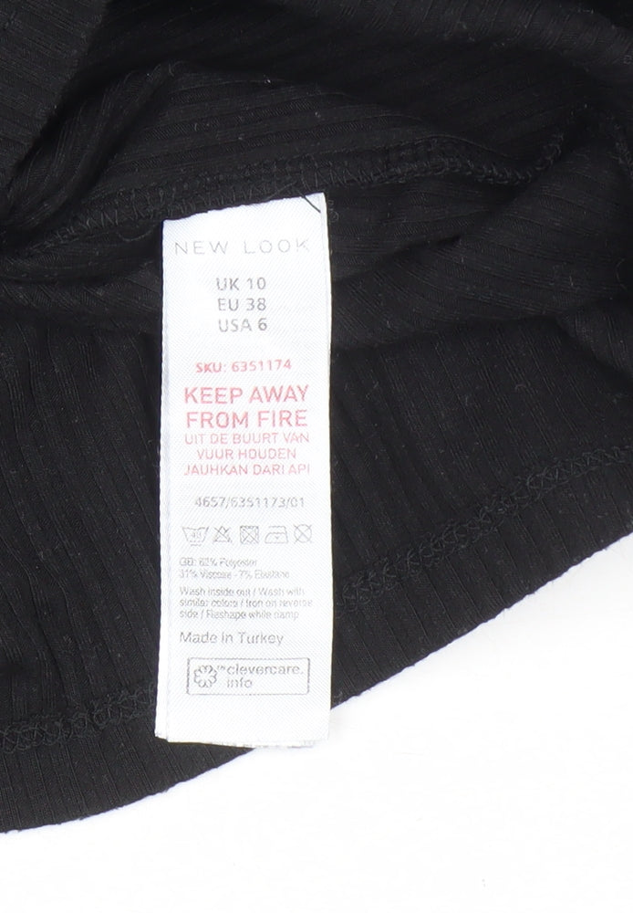 New Look Women's Black Mock Neck Pullover Jumper Size 10