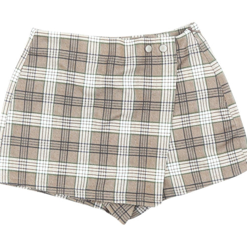 Sincerely Jules Women's Brown Plaid Wrap Shorts S