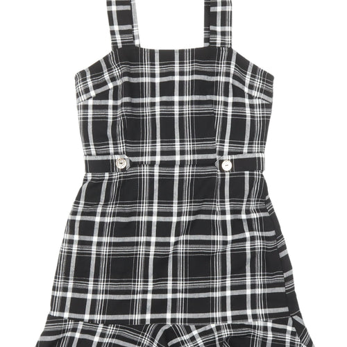 Miss Selfridge Black Check Pinafore Dress - Size 6