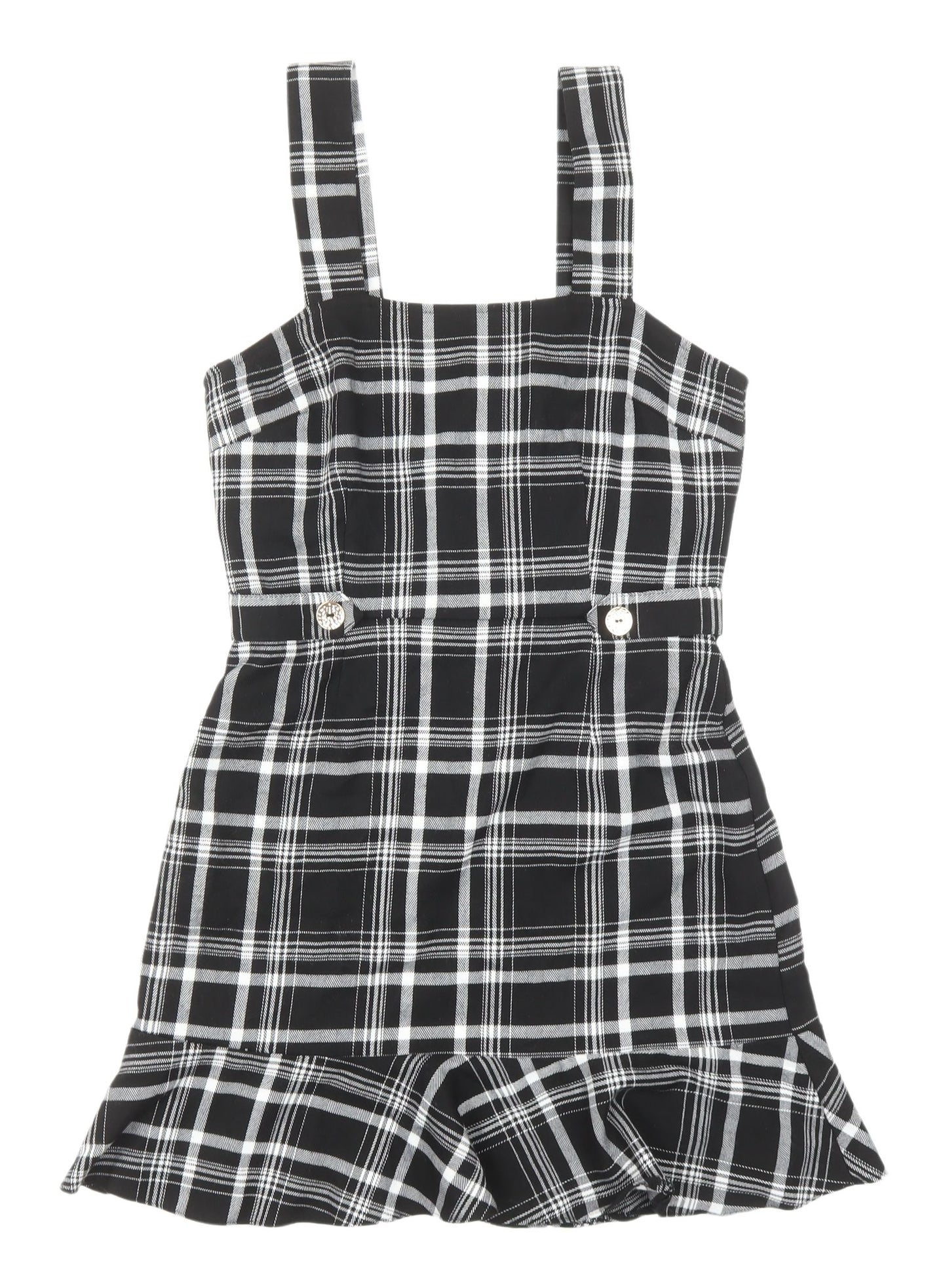Miss Selfridge Black Check Pinafore Dress - Size 6