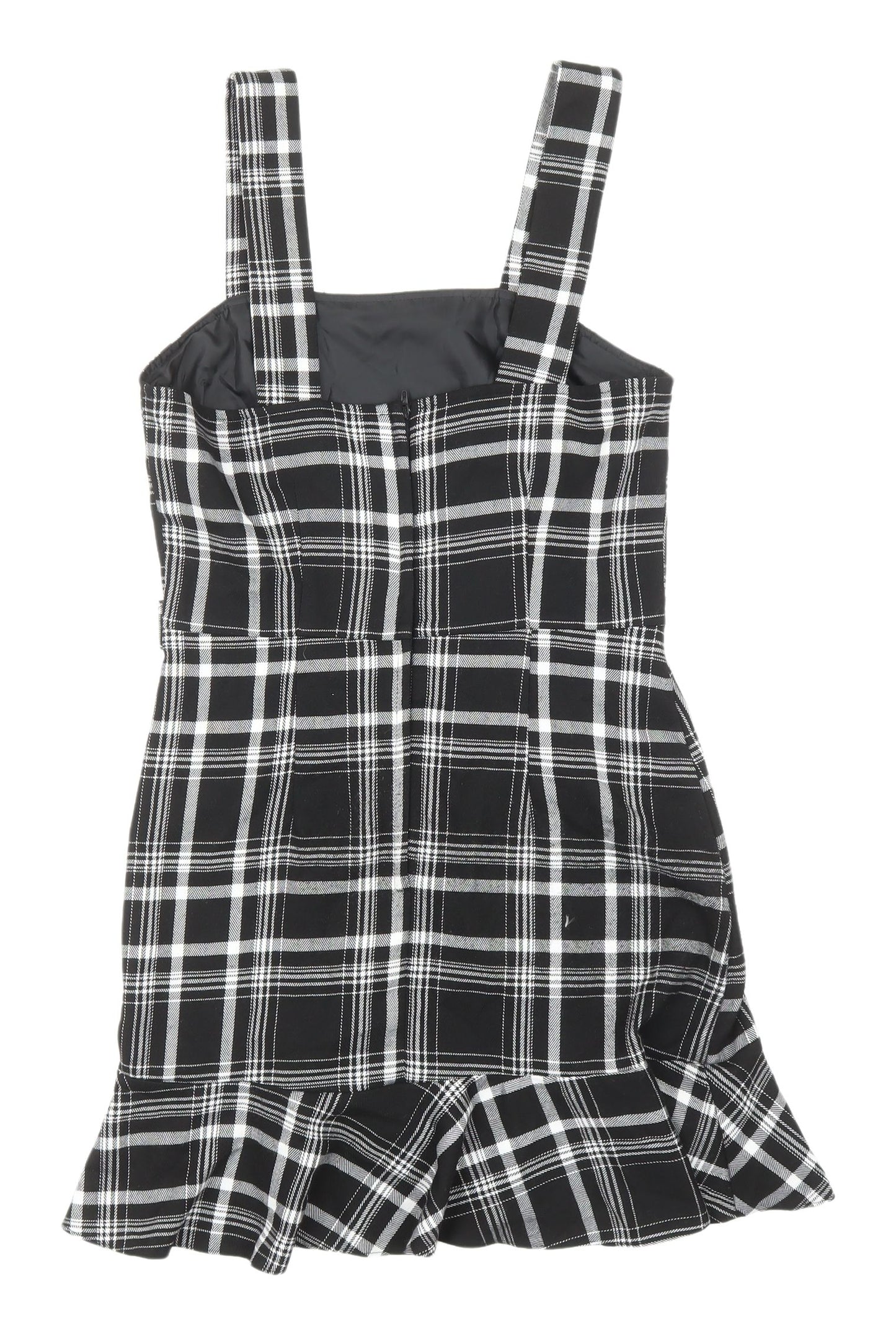 Miss Selfridge Black Check Pinafore Dress - Size 6