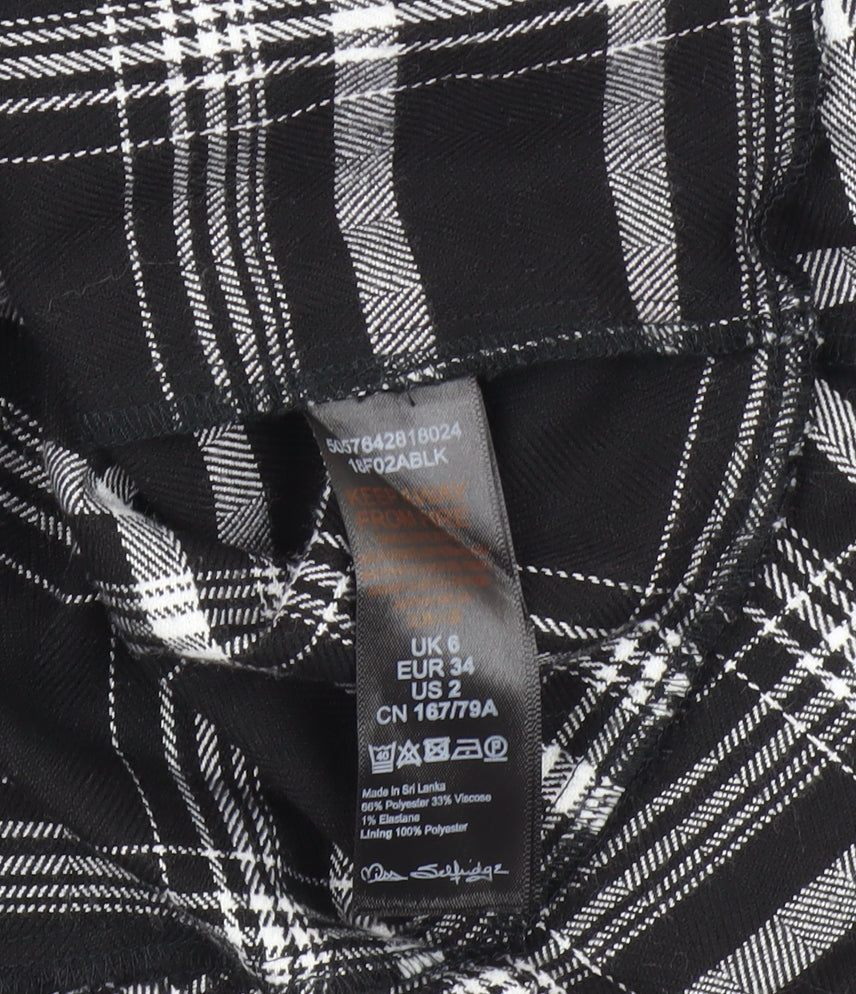 Miss Selfridge Black Check Pinafore Dress - Size 6