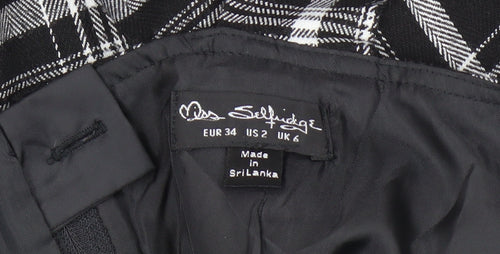 Miss Selfridge Black Check Pinafore Dress - Size 6