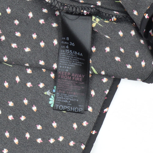 Topshop Women's Black Floral Wrap Blouse UK 8
