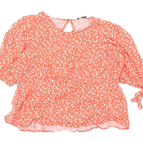 New Look Women's Red Floral Tunic Blouse Size 16