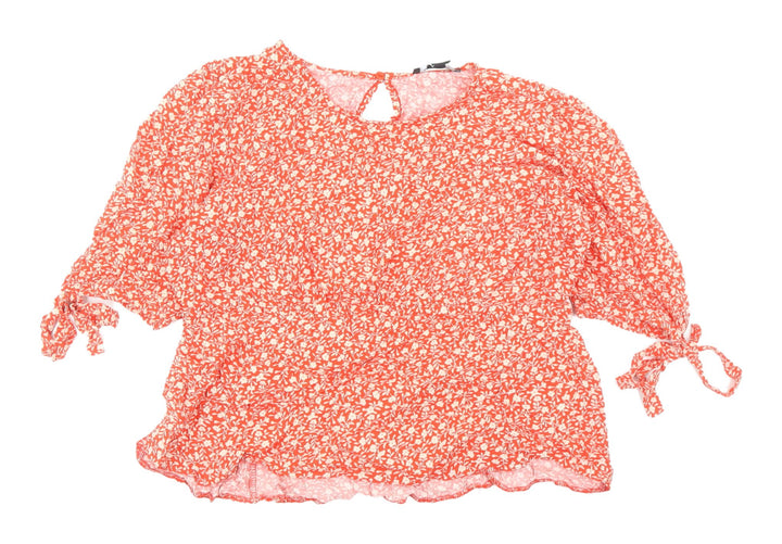 New Look Women's Red Floral Tunic Blouse Size 16