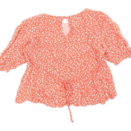 New Look Women's Red Floral Tunic Blouse Size 16