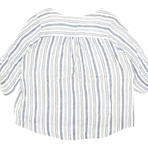 Faith and Joy Women's Blue Striped Tunic XL Blouse