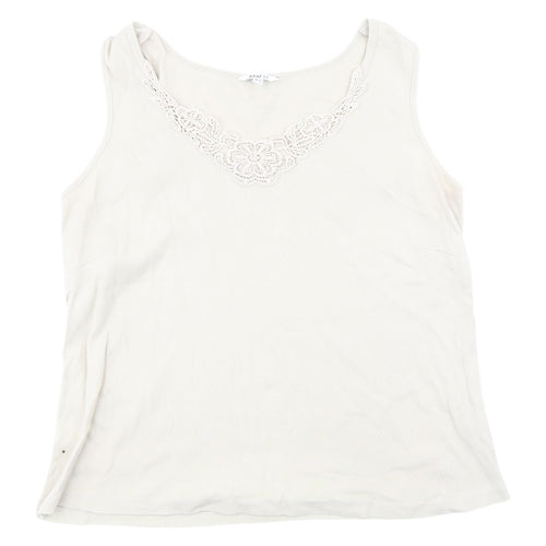 M&Co Women's Beige Crochet Accent Tank Top Size 18