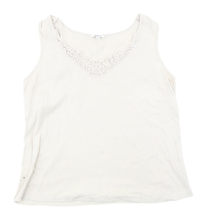 M&Co Women's Beige Crochet Accent Tank Top Size 18
