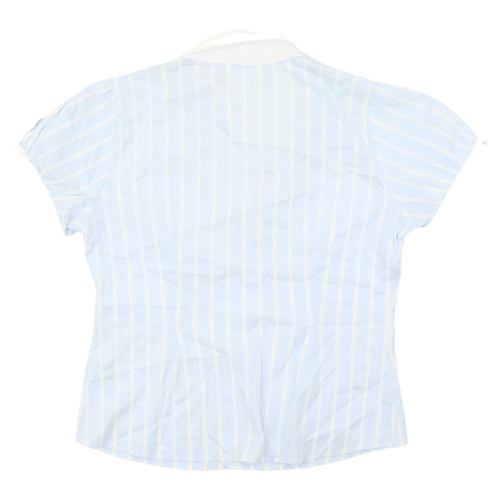 Marks and Spencer Blue Striped Button-Up Shirt, Size 12