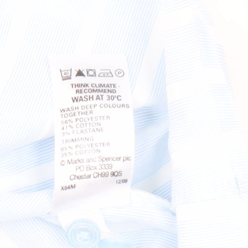 Marks and Spencer Blue Striped Button-Up Shirt, Size 12