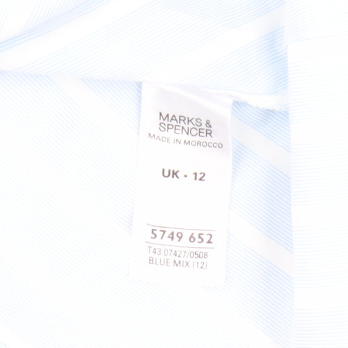 Marks and Spencer Blue Striped Button-Up Shirt, Size 12