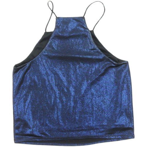 Topshop Women's Blue Cropped Halter Tank Top