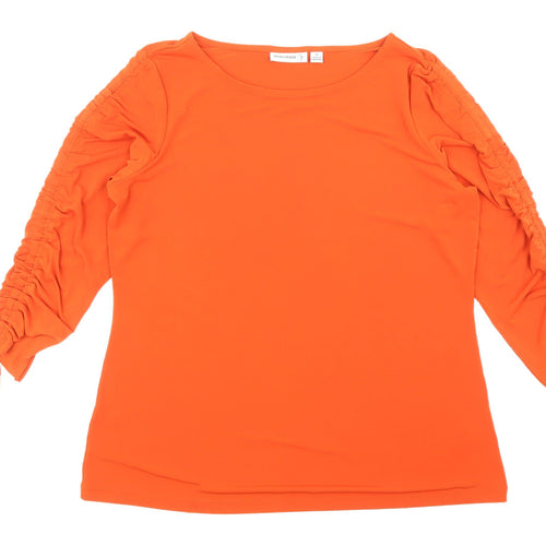 Susan Graver Orange Women's Blouse - M, Long Sleeve, Casual