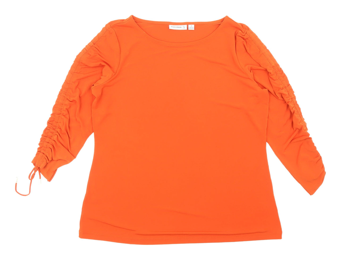 Susan Graver Orange Women's Blouse - M, Long Sleeve, Casual