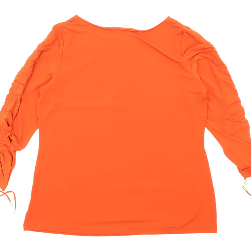 Susan Graver Orange Women's Blouse - M, Long Sleeve, Casual
