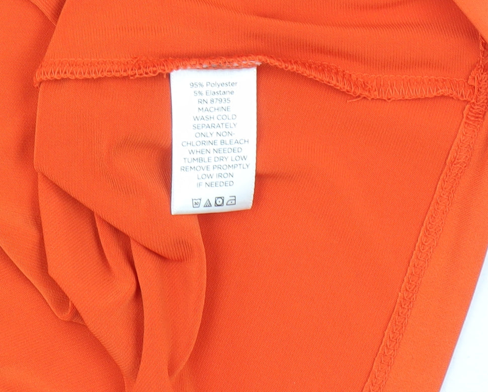 Susan Graver Orange Women's Blouse - M, Long Sleeve, Casual
